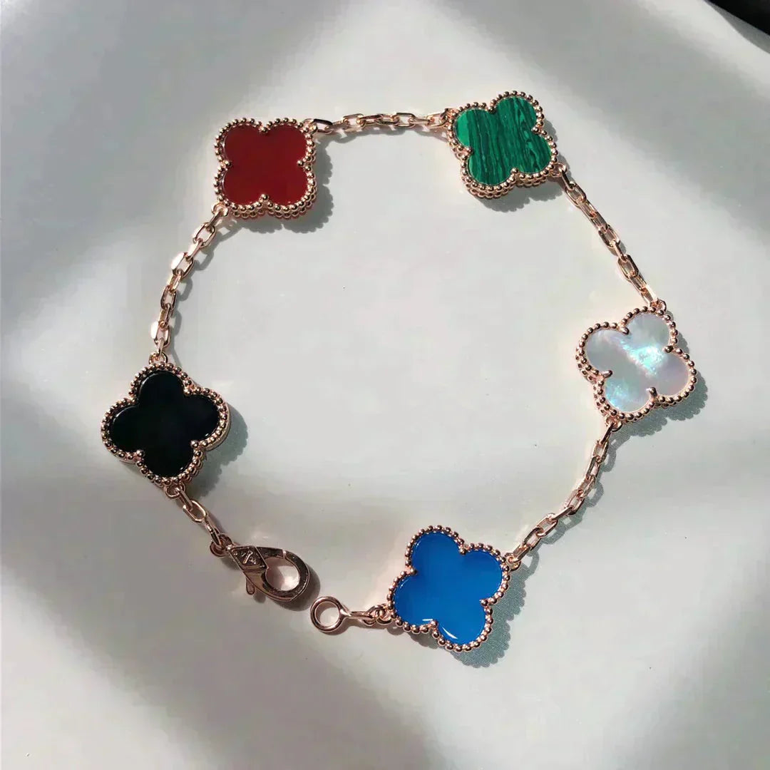 [💎ROSE💎]CLOVER 5 MOTIFS MULTICOLOR  BRACELET