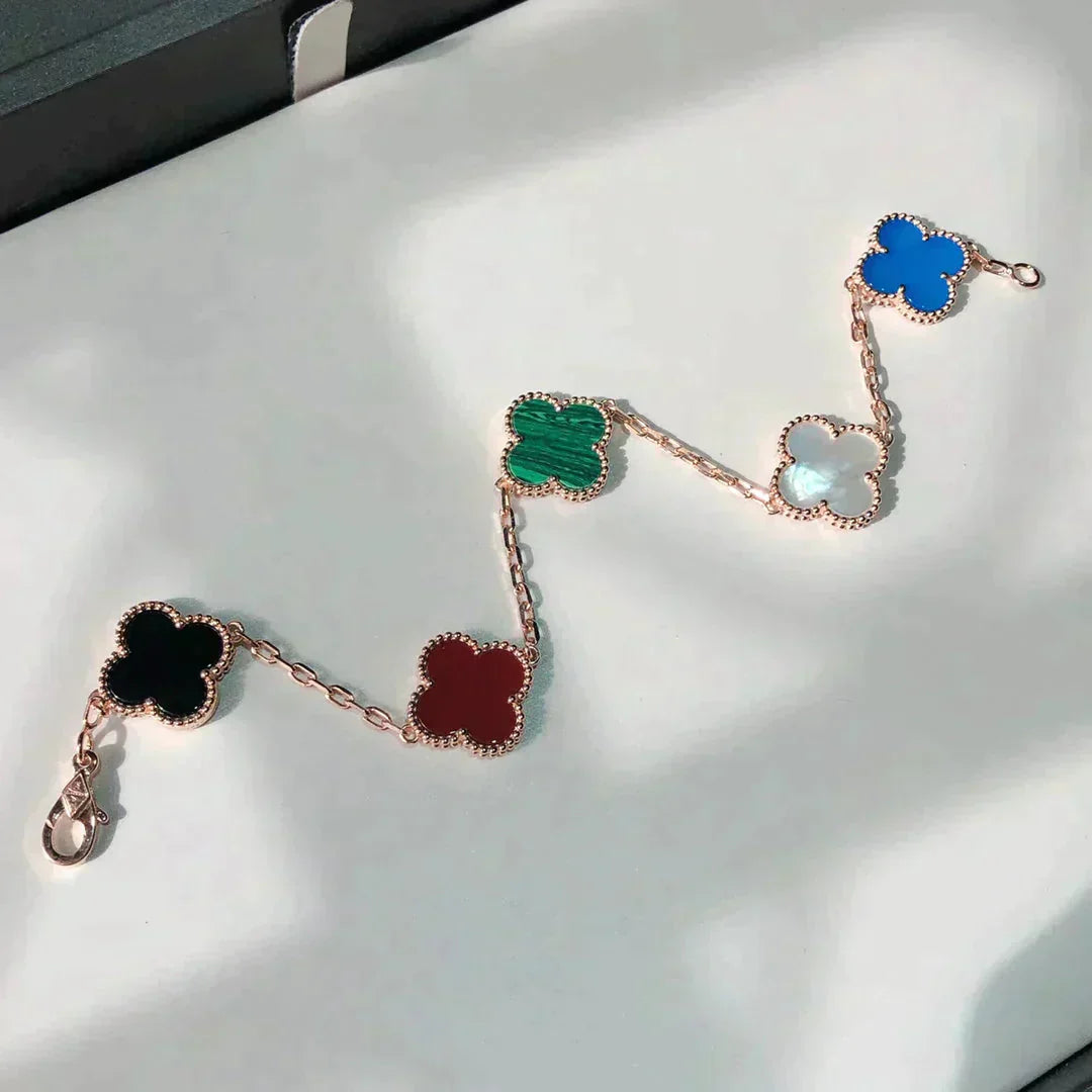 [💎ROSE💎]CLOVER 5 MOTIFS MULTICOLOR  BRACELET