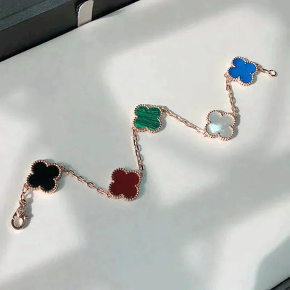[💎ROSE💎]CLOVER 5 MOTIFS MULTICOLOR  BRACELET