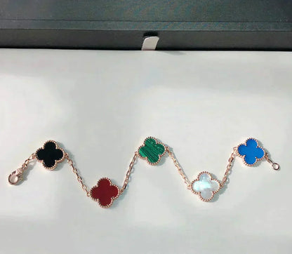 [💎ROSE💎]CLOVER 5 MOTIFS MULTICOLOR  BRACELET