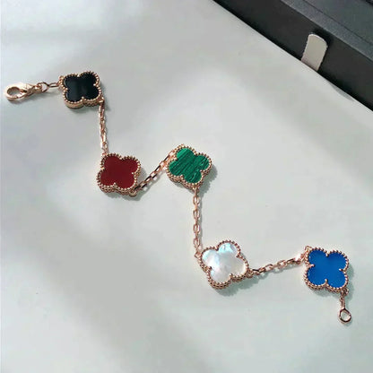 [💎ROSE💎]CLOVER 5 MOTIFS MULTICOLOR  BRACELET