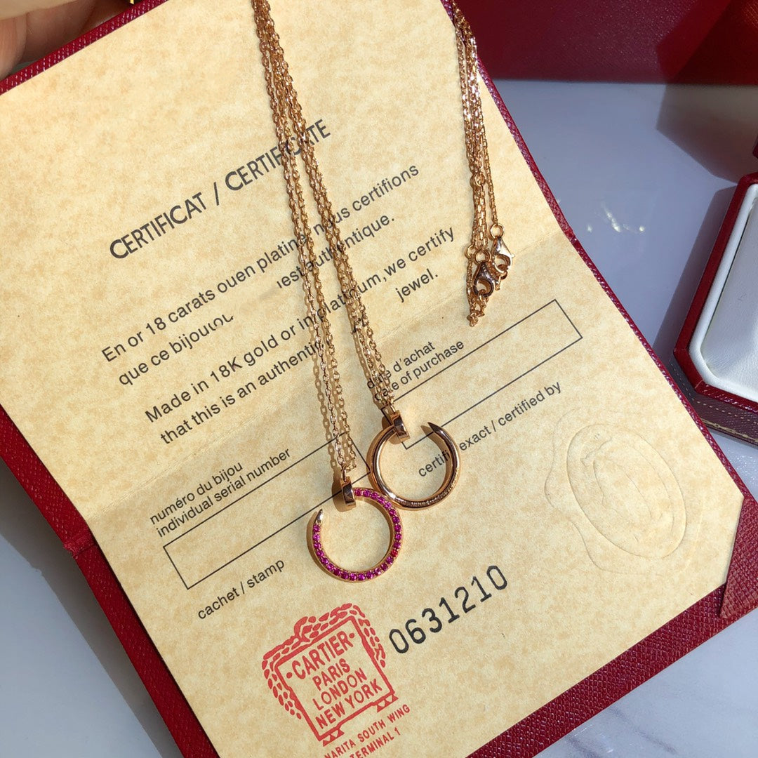 [Rose Tomorrow]JUSTE NECKLACE GOLD RED DIAMONDS