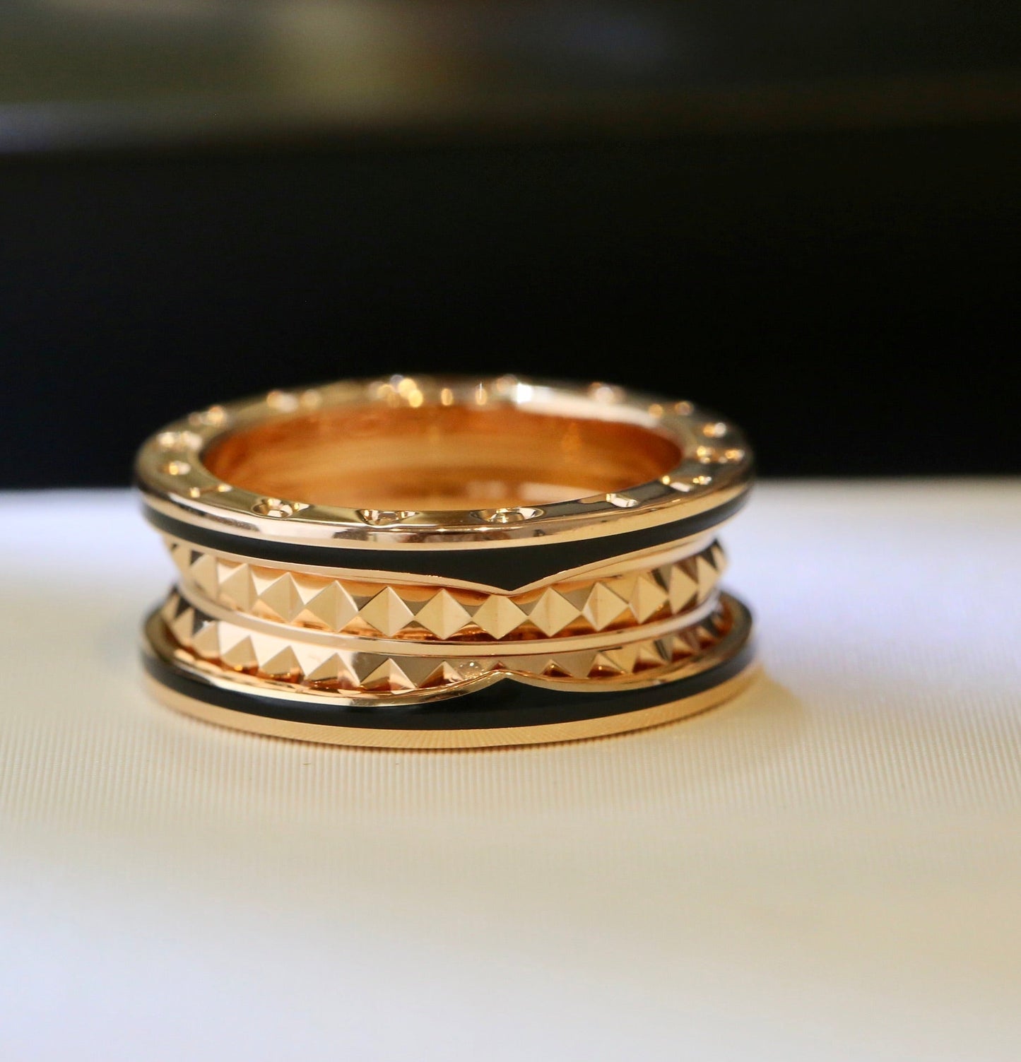 [Rose Tomorrow]ZERO 1 PINK GOLD BLACK CERAMIC RING