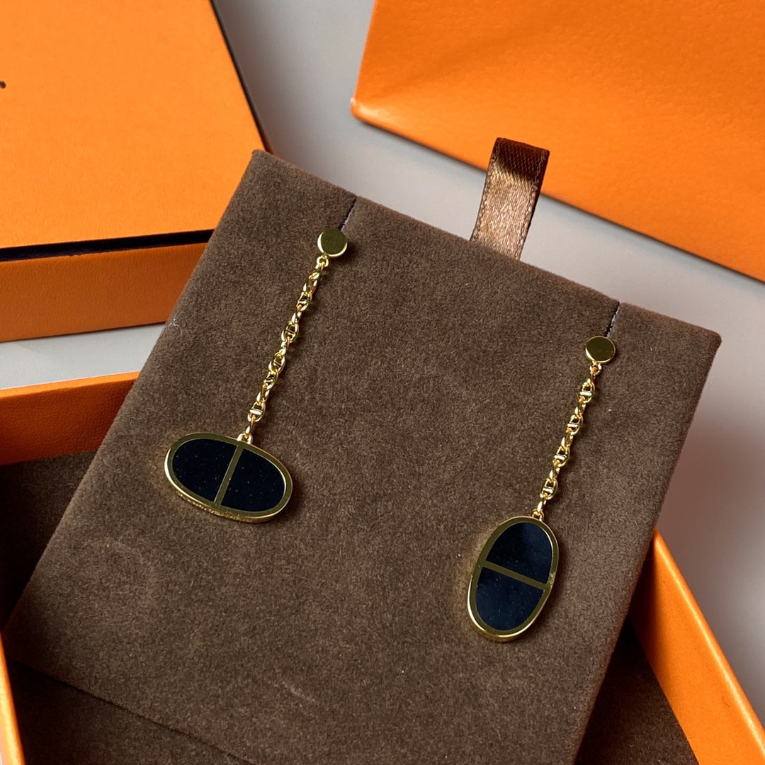 [Rose Tomorrow]CHAINE VERSO BLACK CERAMIC EARRINGS