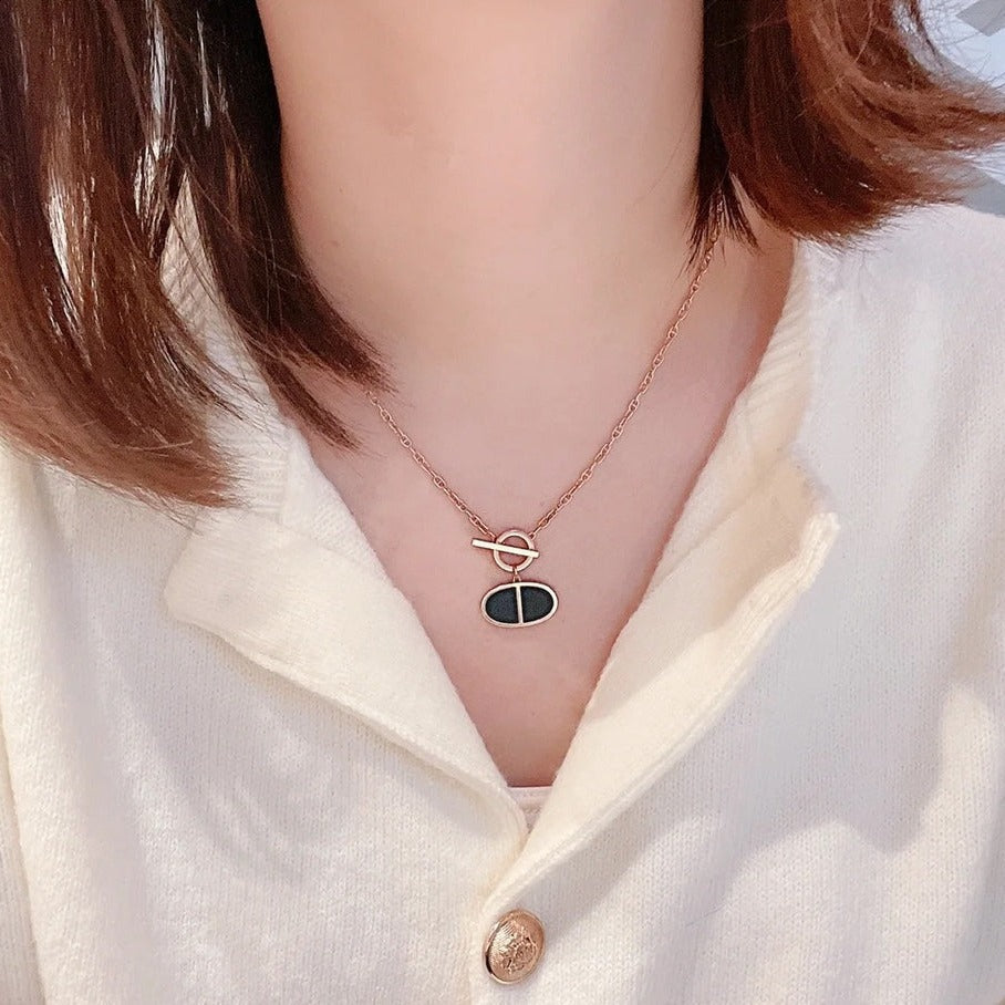 [Rose Tomorrow]CHAINE VERSO BLACK CERAMIC NECKLACE