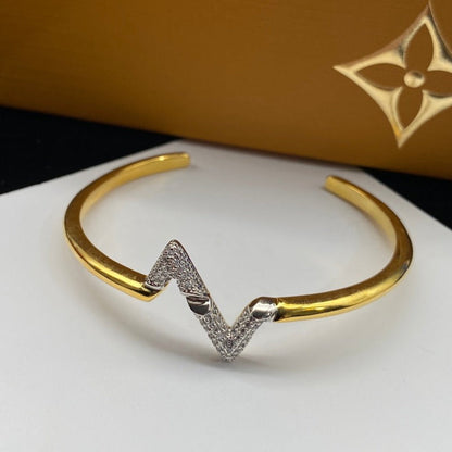 [Rose Tomorrow]VOLTE UPSITE DOWN DIAMOND GOLD OPEN BRACELET