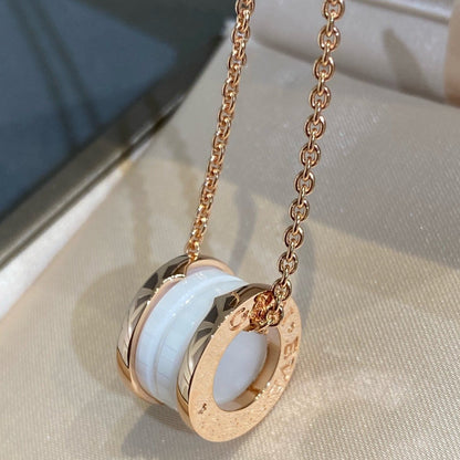 [Rose Tomorrow]ZERO 1 WHITE CERAMIC PINK GOLD NECKLACE