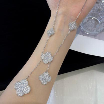 [Rose Tomorrow]CLOVER 5 MOTIFS SILVER DIAMONDS NECKLACE