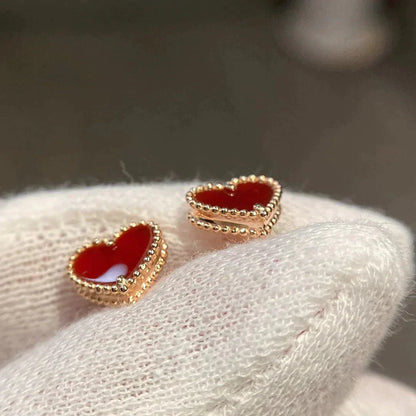 [Rose Tomorrow]HEART CARNELIAN STUD EARRINGS