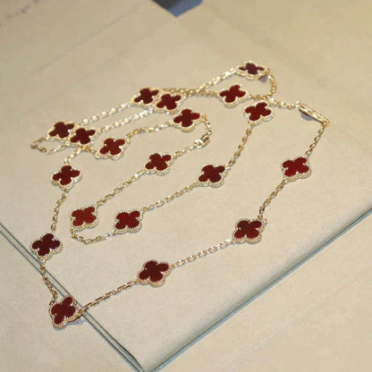 [Rose Tomorrow]CLOVER 20 MOTIFS CARNELIAN NECKLACE