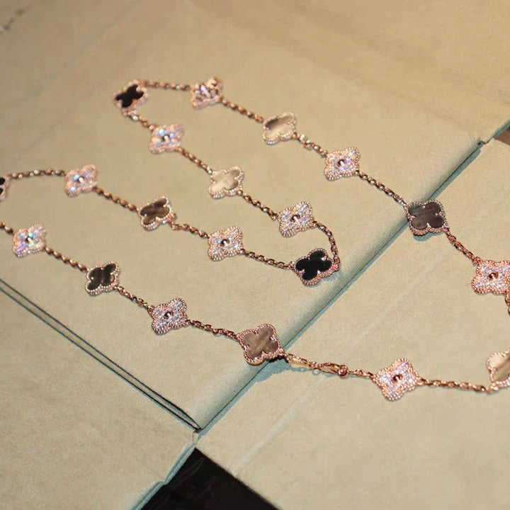 [Rose Tomorrow]CLOVER 20 MOTIFS DARK MOP DIAMOND  NECKLACE