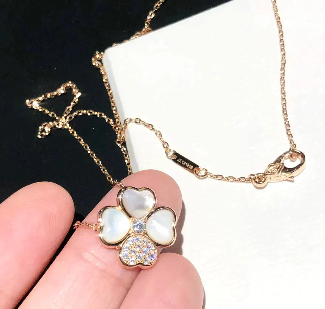 [Rose Tomorrow]CLOVER MOP DIAMOND ROSE GOLD NECKLACE