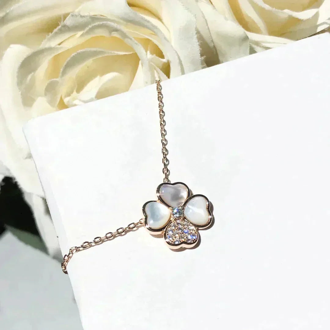 [Rose Tomorrow]CLOVER MOP DIAMOND ROSE GOLD NECKLACE