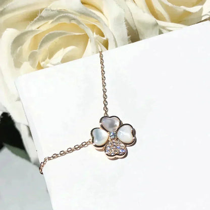 [Rose Tomorrow]CLOVER MOP DIAMOND ROSE GOLD NECKLACE