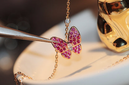 [Rose Tomorrow]BUTTERFLY RED DIAMOND ROSE GOLD NECKLACE