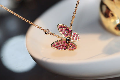 [Rose Tomorrow]BUTTERFLY RED DIAMOND ROSE GOLD NECKLACE