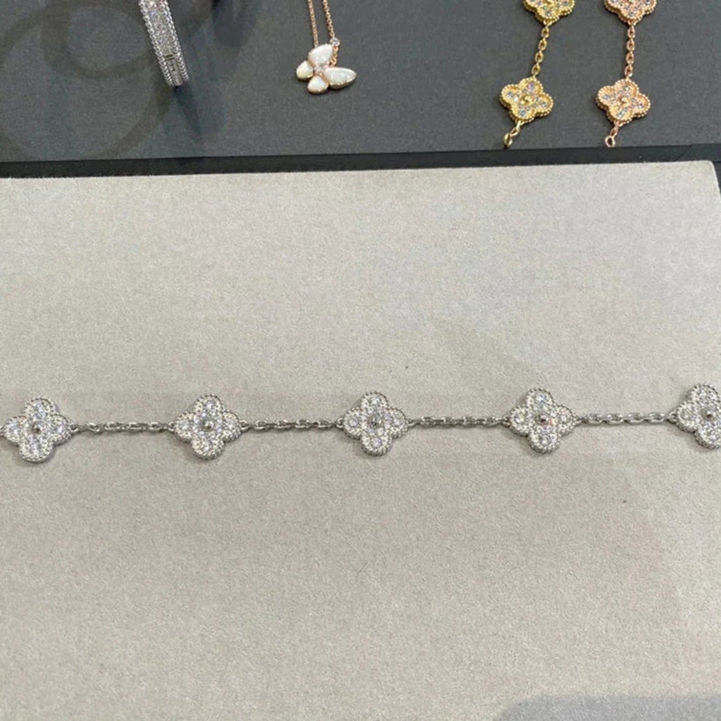 [Rose Tomorrow]CLOVER 5 MOTIFS  DIAMOND BRACELET SILVER