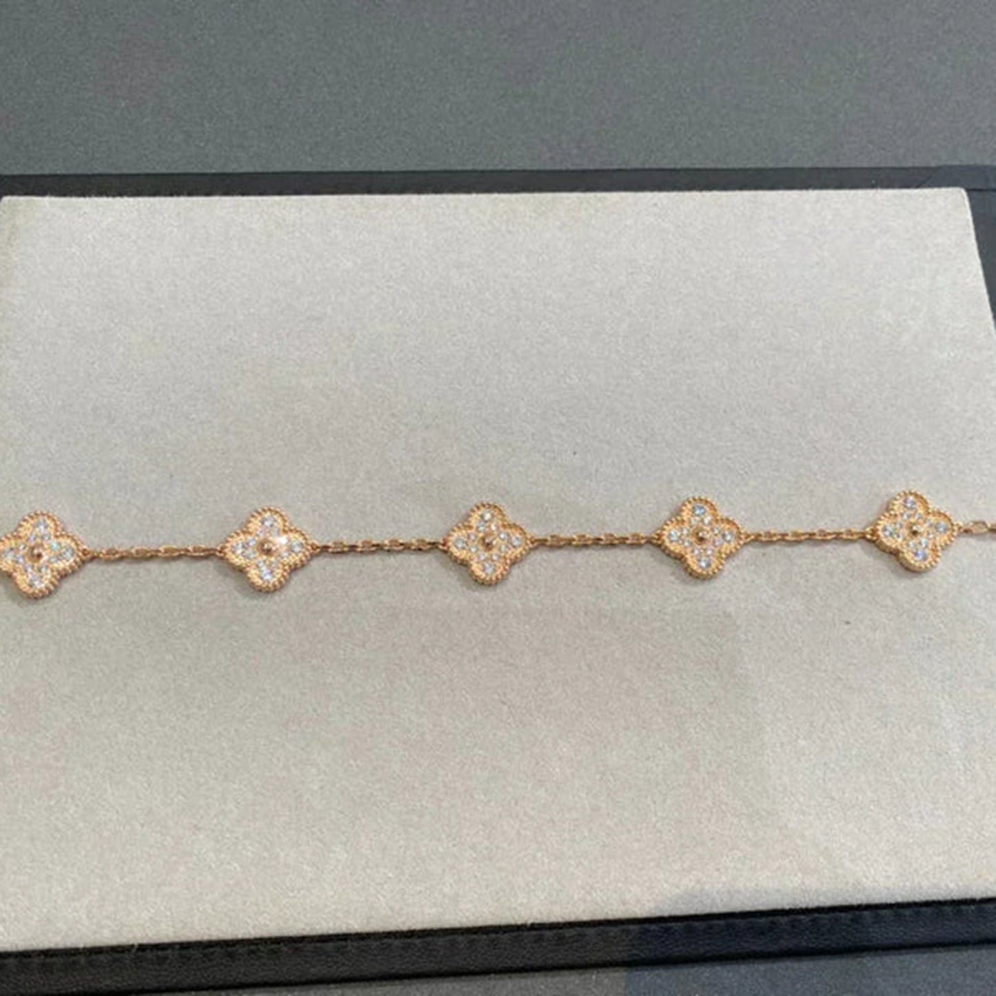 [Rose Tomorrow]CLOVER 5 MOTIFS  FULL DIAMOND BRACELET