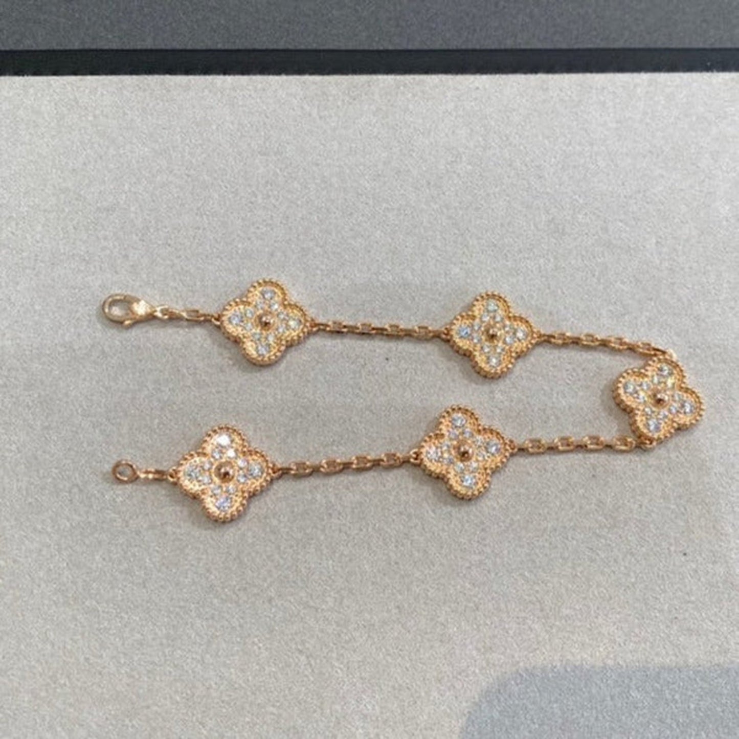 [Rose Tomorrow]CLOVER 5 MOTIFS  FULL DIAMOND BRACELET