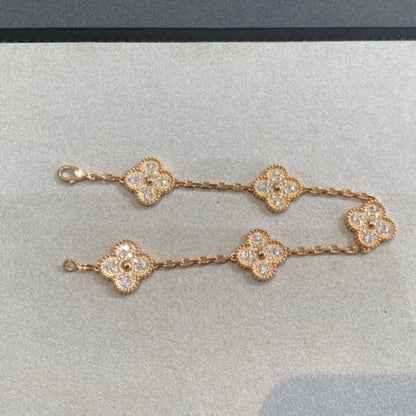 [Rose Tomorrow]CLOVER 5 MOTIFS  FULL DIAMOND BRACELET