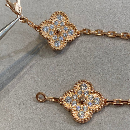 [Rose Tomorrow]CLOVER 5 MOTIFS  FULL DIAMOND BRACELET