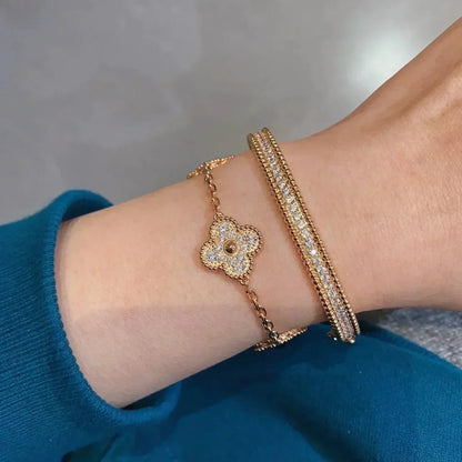 [Rose Tomorrow]CLOVER 5 MOTIFS  FULL DIAMOND BRACELET