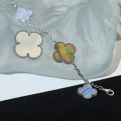 [Rose Tomorrow]CLOVER BRACELET 5 MOTIFS MOP CHALCEDONY SILVER