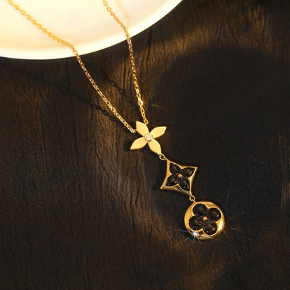 [Rose Tomorrow]STAR AND SUN ONYX PINK GOLD NECKLACE