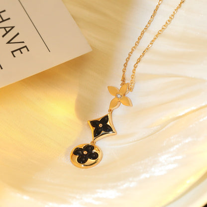 [Rose Tomorrow]STAR AND SUN ONYX PINK GOLD NECKLACE