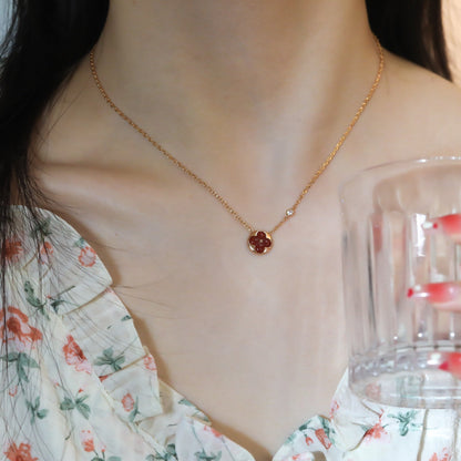 [Rose Tomorrow]SUN PEDANT PINK GOLD 1 DIAMOND NECKLACE