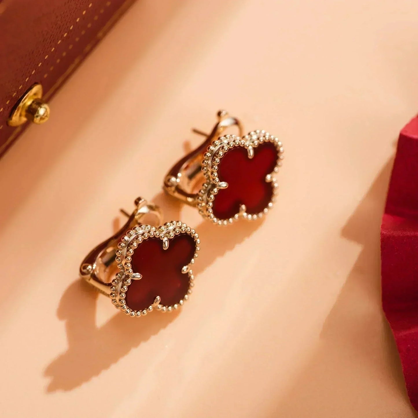 [Rose Tomorrow]CLOVER MEDIUM 1 MOTIFS CARNELIAN  EARRINGS