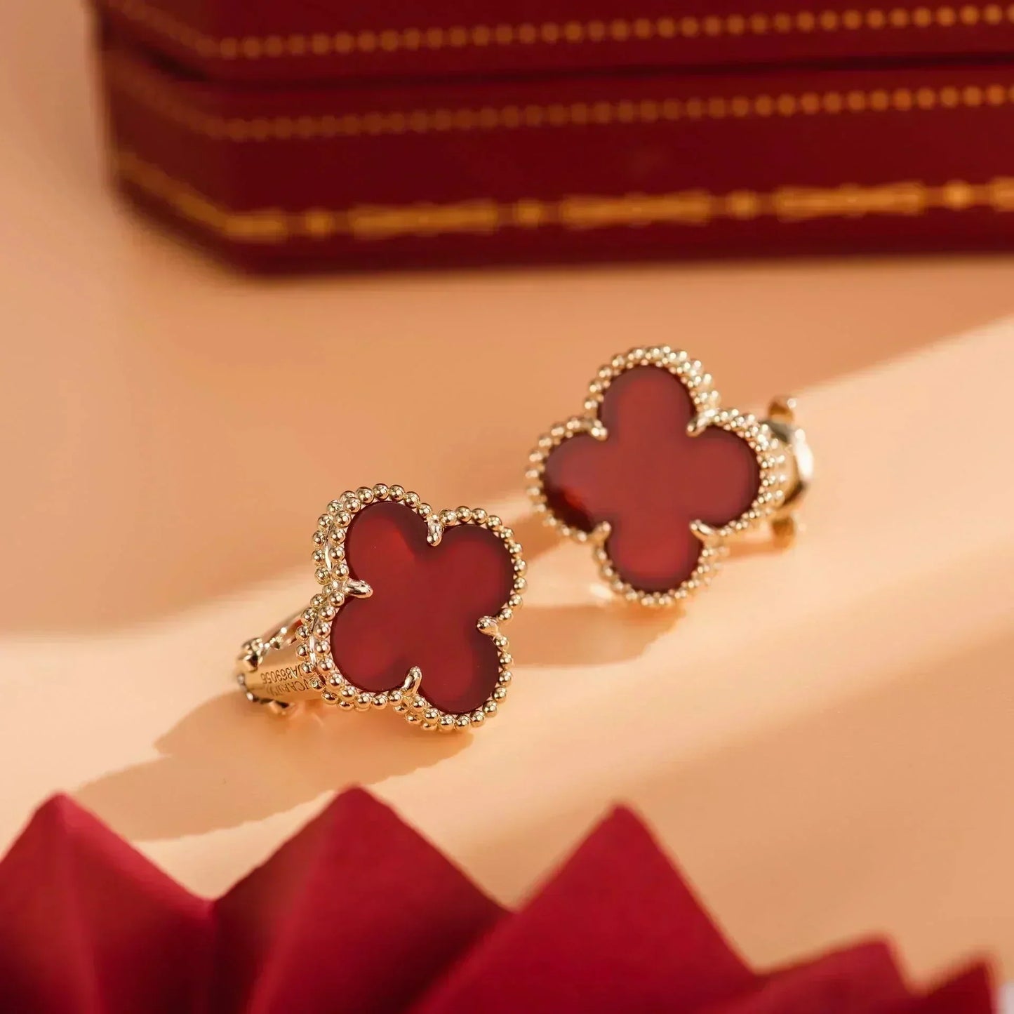 [Rose Tomorrow]CLOVER MEDIUM 1 MOTIFS CARNELIAN  EARRINGS