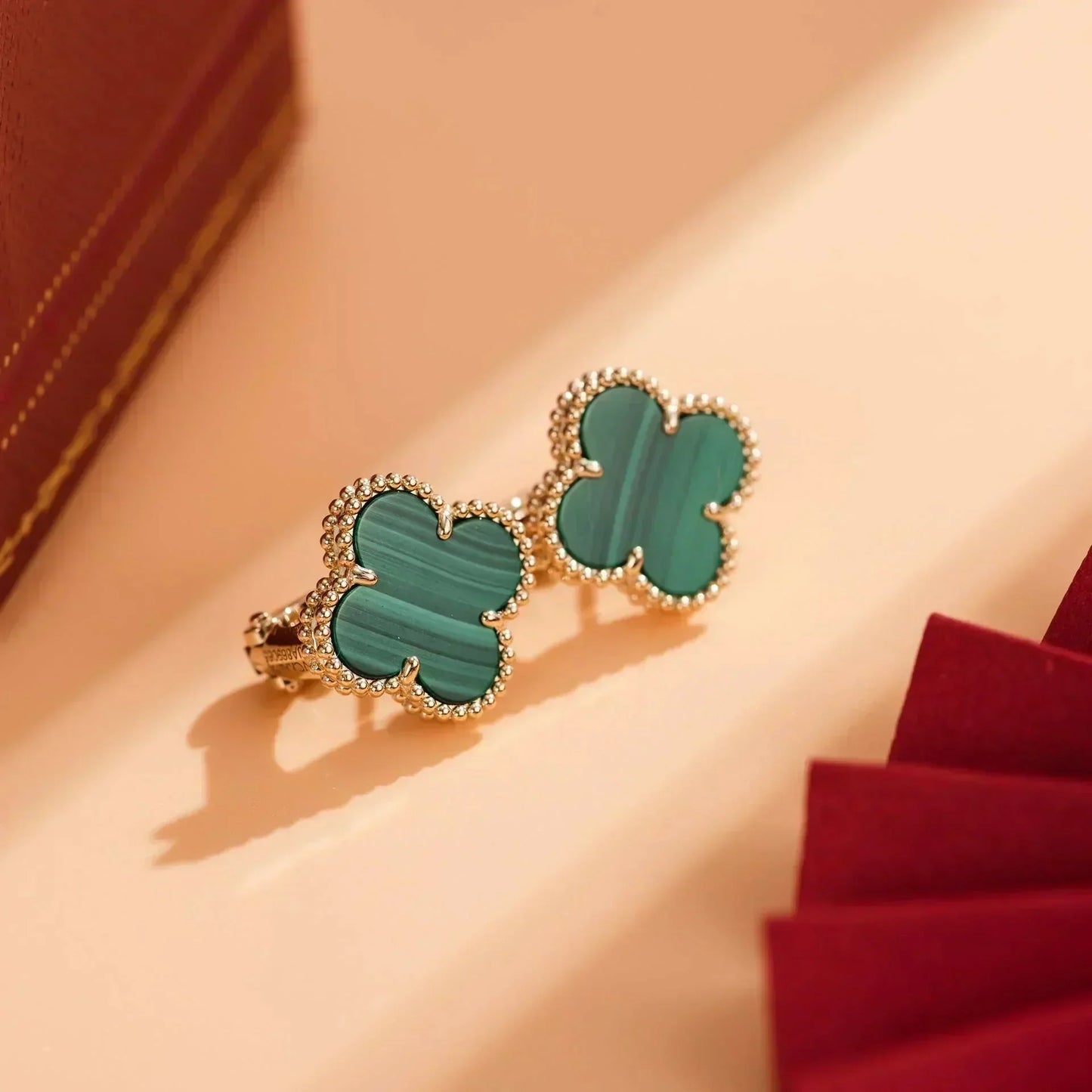 [Rose Tomorrow]CLOVER MEDIUM 1 MOTIFS MALACHITE  EARRINGS