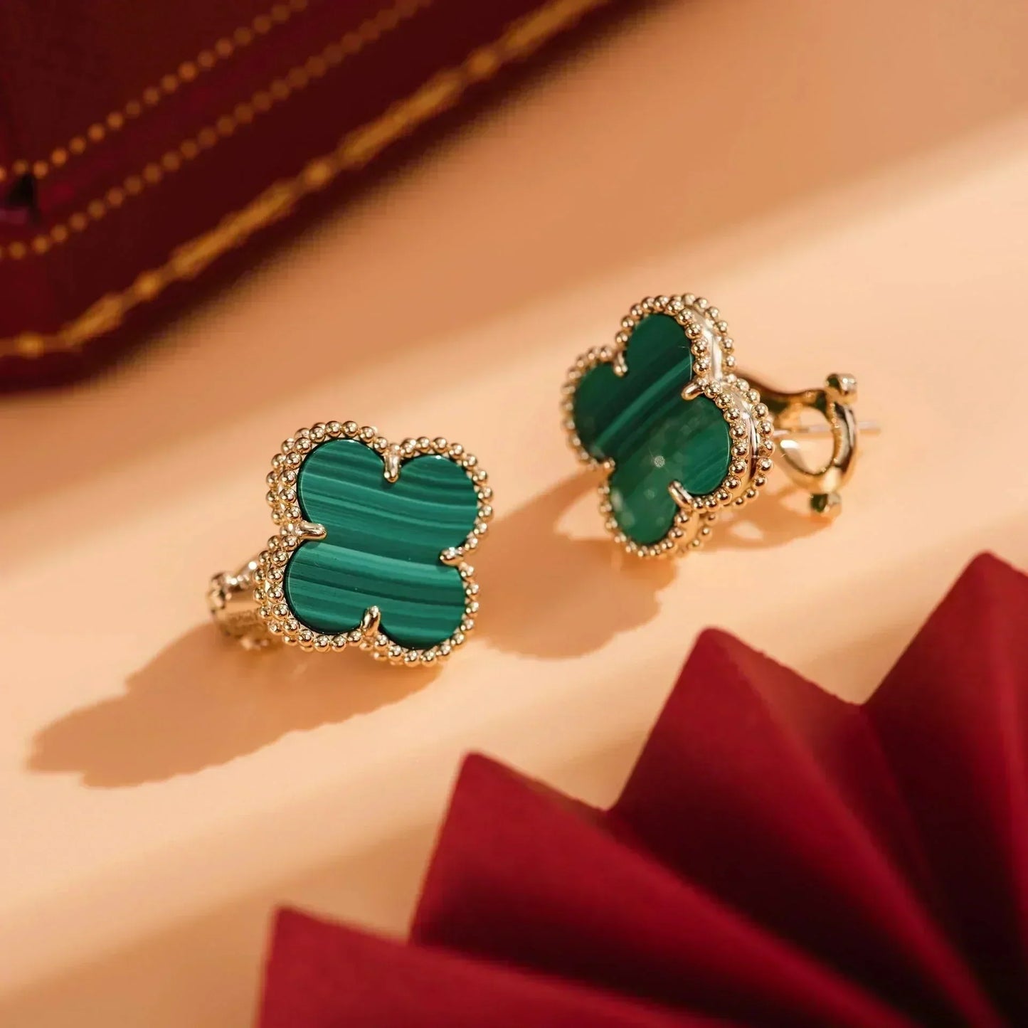 [Rose Tomorrow]CLOVER MEDIUM 1 MOTIFS MALACHITE  EARRINGS