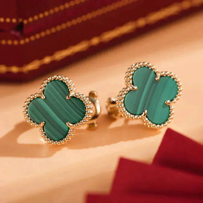 [Rose Tomorrow]CLOVER MEDIUM 1 MOTIFS MALACHITE  EARRINGS