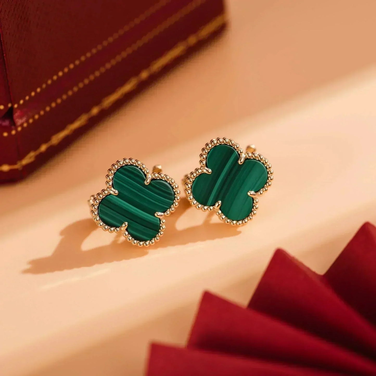 [Rose Tomorrow]CLOVER MEDIUM 1 MOTIFS MALACHITE  EARRINGS