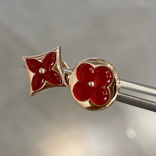 [Rose Tomorrow]STAR AND SUN PINK GOLD CARNELIAN STUD EARRINGS