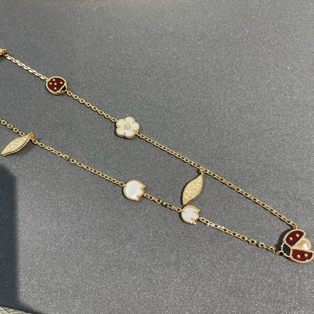 [💎ROSE💎]LUCKY SPRING 15 MOTIFS GOLD NECKLACE