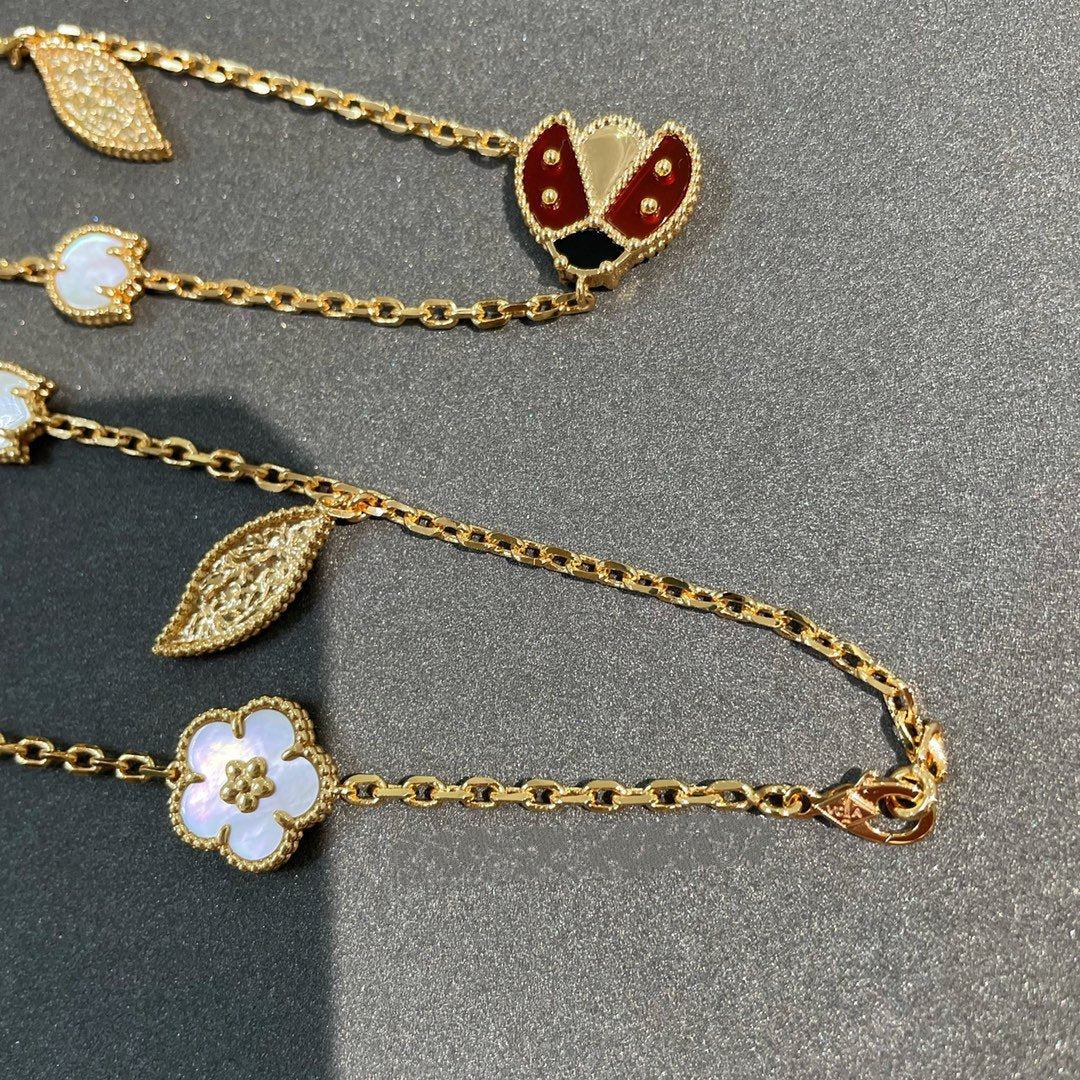 [💎ROSE💎]LUCKY SPRING 15 MOTIFS GOLD NECKLACE