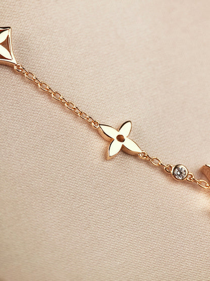 [Rose Tomorrow]STAR AND SUN 7 MOTIFS GOLD BRACELET