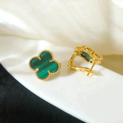 [Rose Tomorrow]CLOVER MEDIUM 1 MOTIFS MALACHITE  EARRINGS