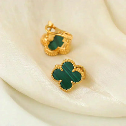 [Rose Tomorrow]CLOVER MEDIUM 1 MOTIFS MALACHITE  EARRINGS