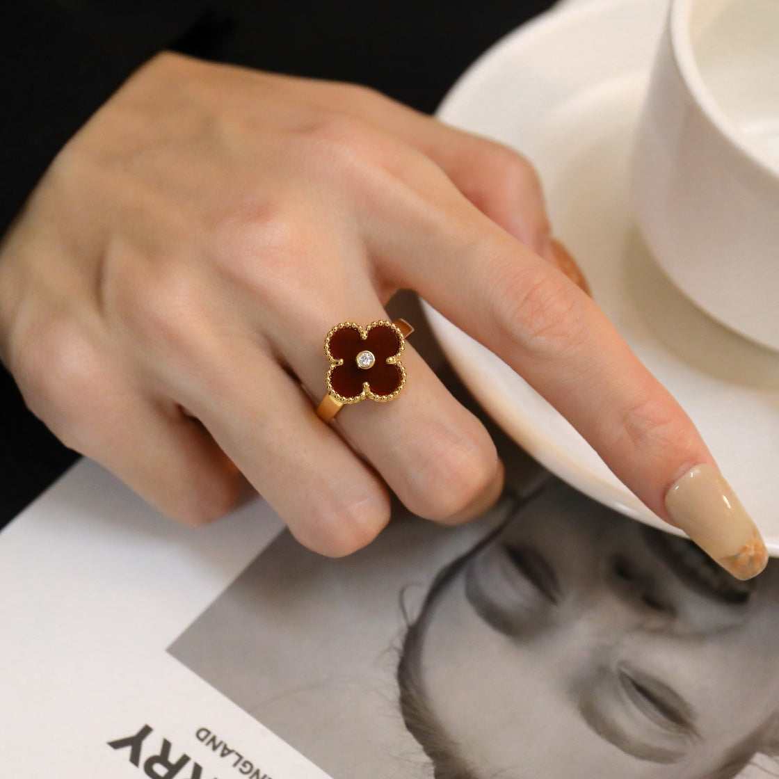 [Rose Tomorrow]CLOVER CARNELIAN RING ROSE GOLD DIAMOND