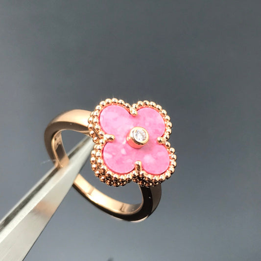 [Rose Tomorrow]CLOVER RHODONITE ROSE GOLD RING