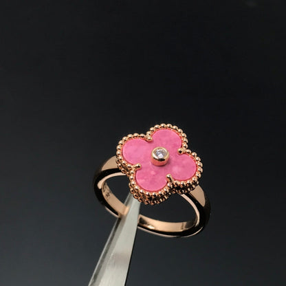 [Rose Tomorrow]CLOVER RHODONITE ROSE GOLD RING