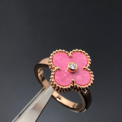 [Rose Tomorrow]CLOVER RHODONITE ROSE GOLD RING