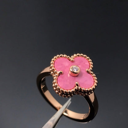 [Rose Tomorrow]CLOVER RHODONITE ROSE GOLD RING