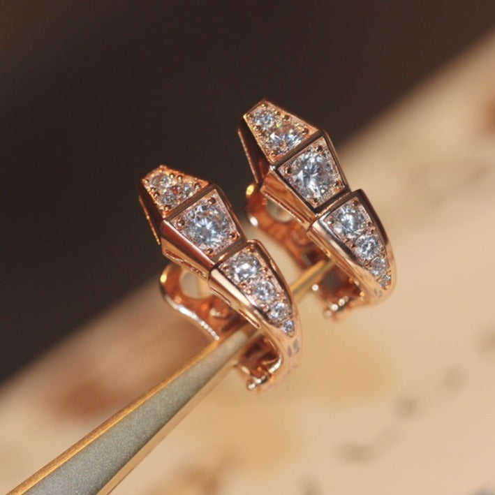 [Rose Tomorrow]SERPENT PINK GOLD DIAMOND EARRINGS