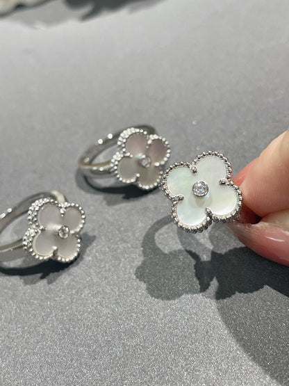 [Rose Tomorrow]CLOVER SILVER MOP DIAMOND RING