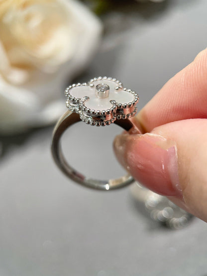 [Rose Tomorrow]CLOVER SILVER MOP DIAMOND RING